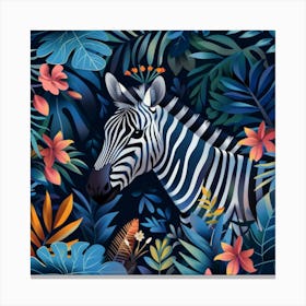 Zebra In The Jungle 3 Canvas Print