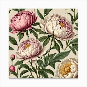 Peony Seamless Pattern Canvas Print