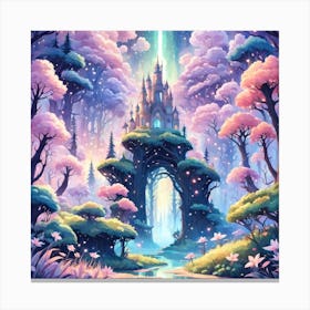 A Fantasy Forest With Twinkling Stars In Pastel Tone Square Composition 275 Canvas Print