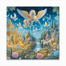 Unicorns In The Garden Canvas Print