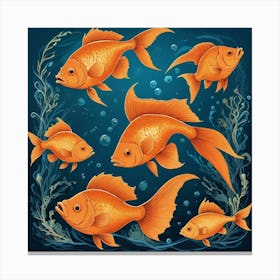 Default Fish Shaul Nautical Orange Art 2 Canvas Print