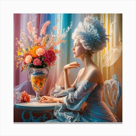 Profile Of Elegance Still Life With Flowers (3) Canvas Print