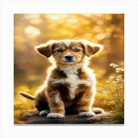 Puppy In The Woods Canvas Print