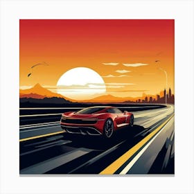 Sports Car At Sunset 1 Canvas Print