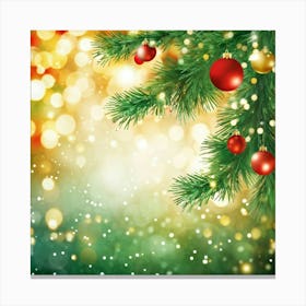 A Festive Greeting Card Photo Design Featuring A Sparkling Gold Framed Tree Branch Captured In Vivi (4) Canvas Print