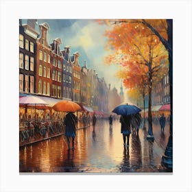 Amsterdam In The Rain 8 Canvas Print