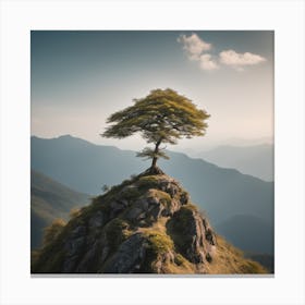 Lone Tree On Top Of Mountain 27 Canvas Print