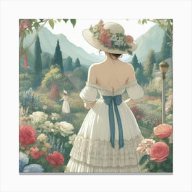 Girl In A Garden Canvas Print