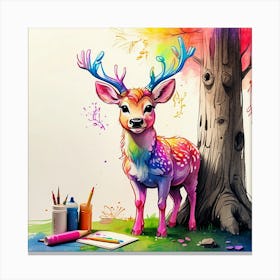 Colorful Deer 12 Canvas Print