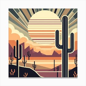 Art Deco Cactus 3 Canvas Print