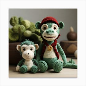 Amigurumi, crocodile and monkey 5 Canvas Print