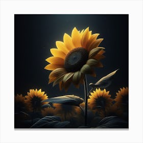 Sunflowers In The Dark Canvas Print