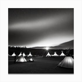 Teepees At Night 9 Canvas Print