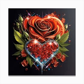 Heart and beautiful red rose 1 Canvas Print