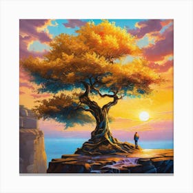 Tree At Sunset 2 Canvas Print