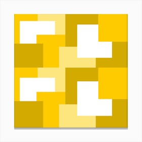 Yellow Abstract Square Tiles Pattern Canvas Print