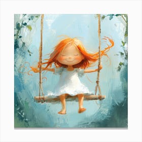 Little Girl On Swing 1 Canvas Print