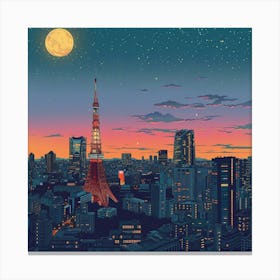 Tokyo Skyline At Night Canvas Print