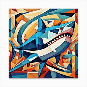 Cubist Pisces Shark Canvas Print