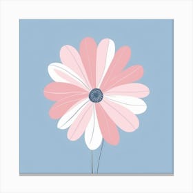 A White And Pink Flower In Minimalist Style Square Composition 371 Canvas Print