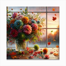 Flowers By The Window Canvas Print