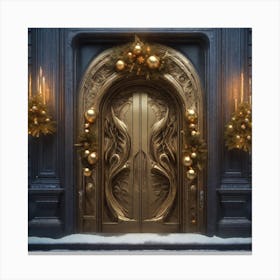 Christmas Decoration On Home Door Sf Intricate Artwork Masterpiece Ominous Matte Painting Movie (3) Canvas Print