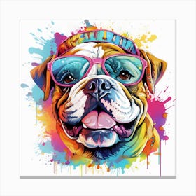 Bulldog With Sunglasses Canvas Print