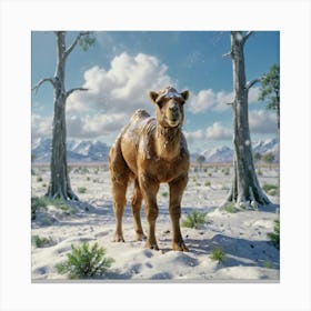 Camel In The Snow 1 Canvas Print