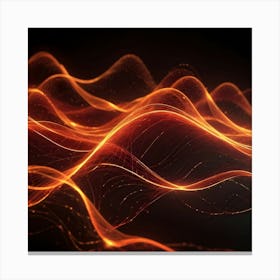 Abstract Waves Of Light, Resembling A Flowing, Fiery Energy, Against A Dark Background Canvas Print