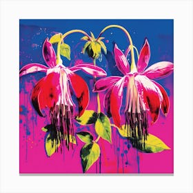 Andy Warhol Style Pop Art Flowers Fuchsia 1 Square Canvas Print