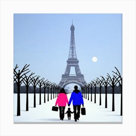 Couple Walking In Paris Canvas Print