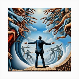 Man With His Hands Out Canvas Print