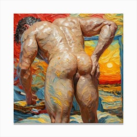 Nude Man Painting, Butt Canvas Print