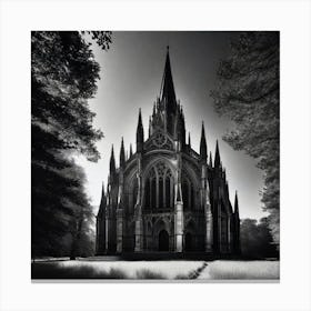 Black And White Photograph Of A Church Canvas Print