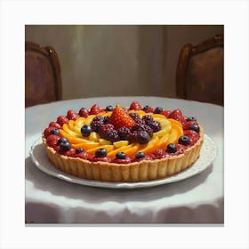 Circular French Fruit Tart Kitchen Art Leinwandbild