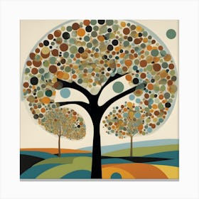 Contemporary Abstract Landscape Of A Tree Where The Leaves Are Represented By Circles 2 Upscaled Upscaled Canvas Print