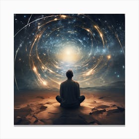 Man Sitting In Meditation In The Desert Canvas Print