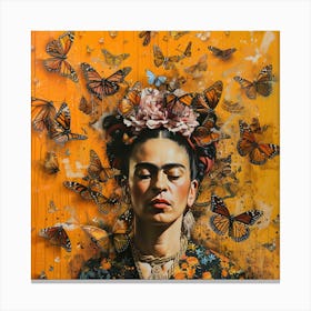 Frida Kahlo and the Monarch Butterflies. Animal Conservation Series Canvas Print