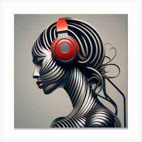 Portrait Of A Woman With Headphones 1 Canvas Print