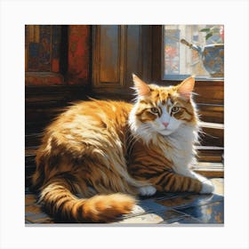 Cat In A Window Canvas Print