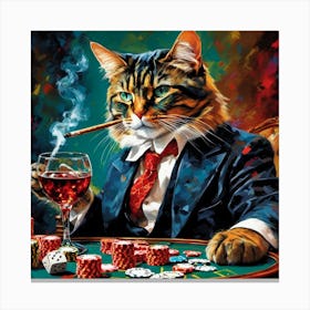 Cat Playing Poker Canvas Print