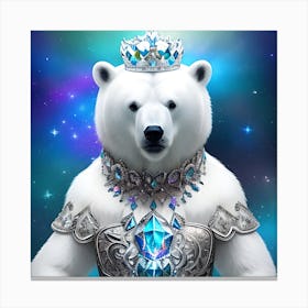 Polar Bear In Tiara Canvas Print