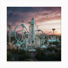 Water Park At Sunset Canvas Print