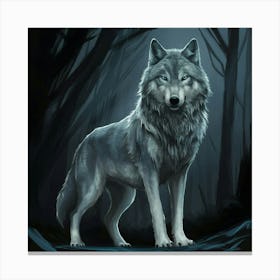 A Striking And Detailed Illustration Of A Majestic wolf Canvas Print