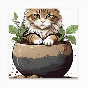 Cat In A Pots Canvas Print