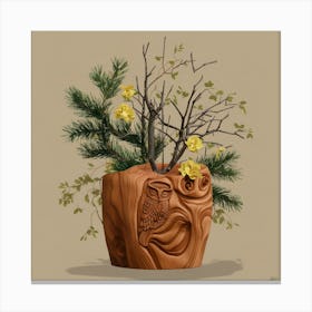 Owl In A Pot 5 Canvas Print