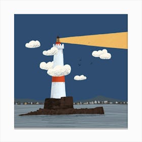 Lighthouse at night Canvas Print