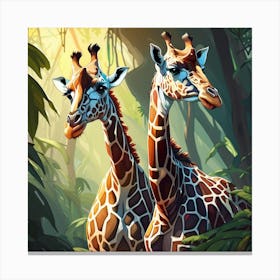 Giraffes In The Jungle 7 Canvas Print