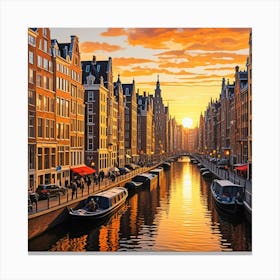 Amsterdam, Netherlands Cubism Style Canvas Print