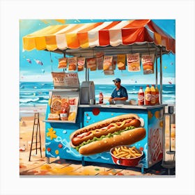 Hot Dog Stand On The Beach Canvas Print